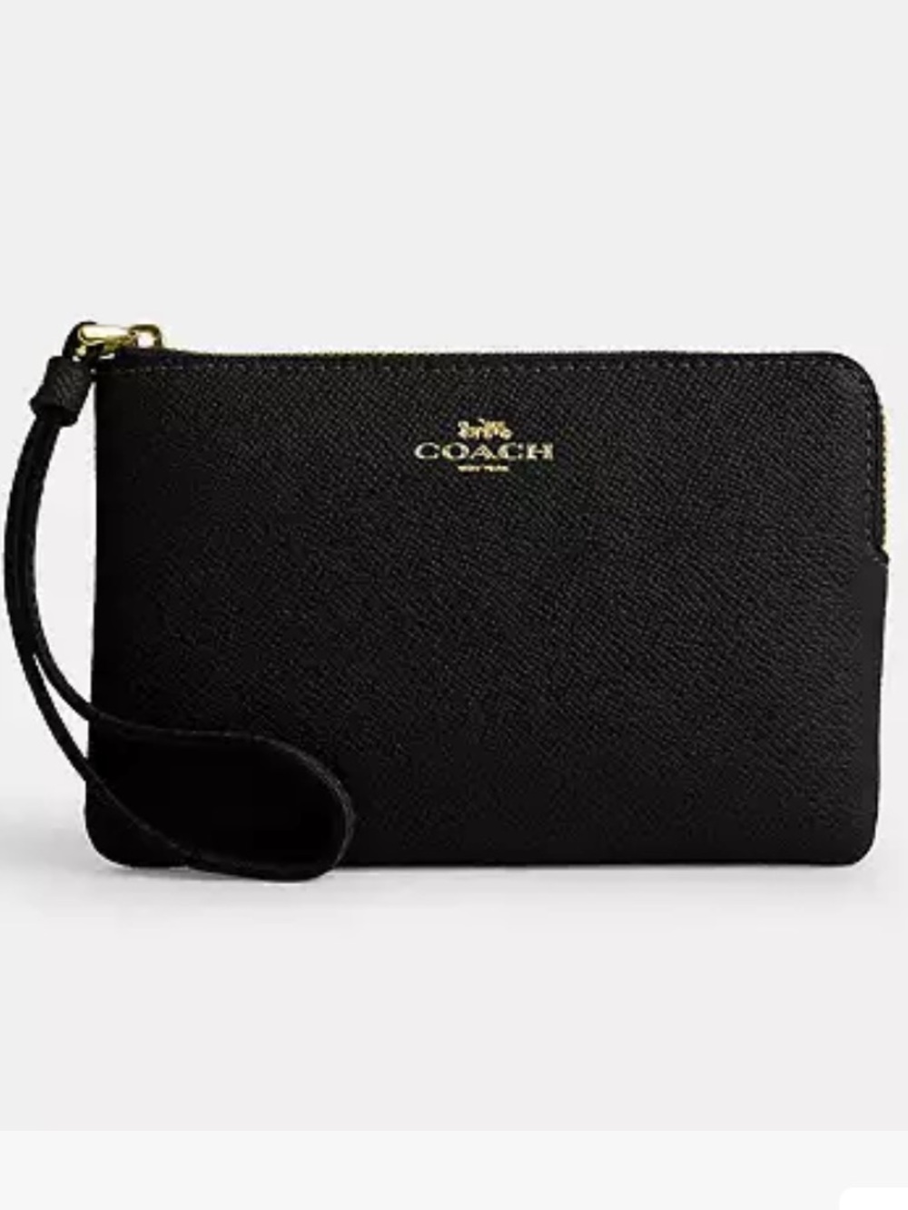 Coach Corner Zip Wristlet in Black